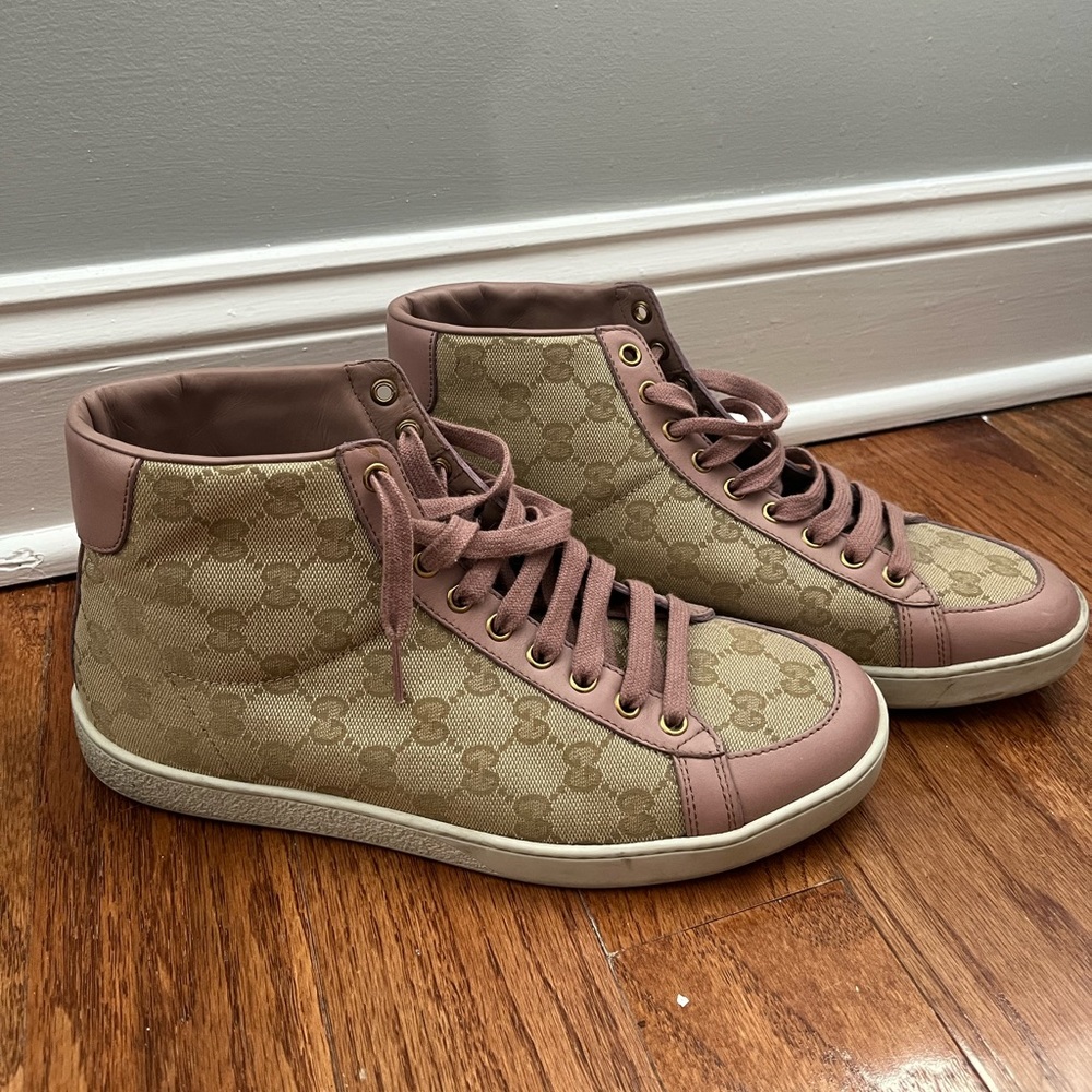 Gucci sneakers, pink and brown, size 10
